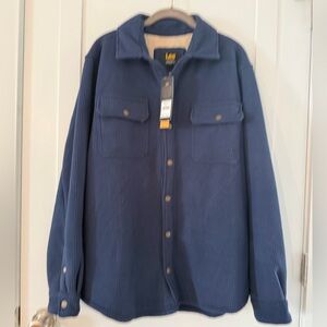 Lee Men's Navy Waffle Fleece Sherpa Lined Shirt Jacket HEAVY